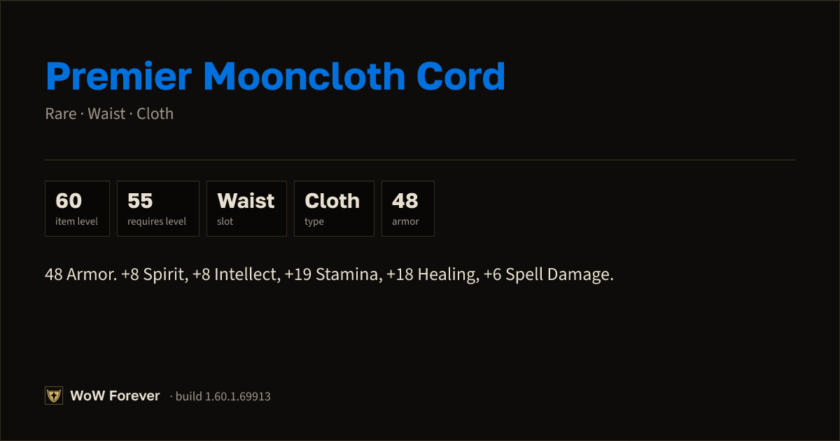The preview card for Premier Mooncloth Cord - Rare Cloth Waist
