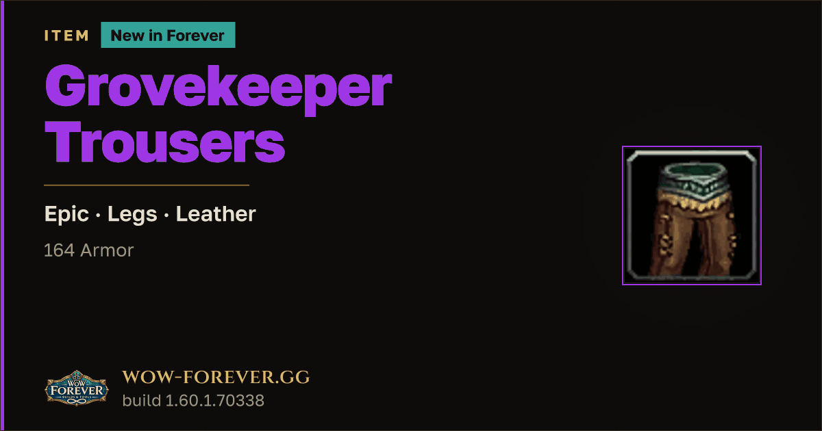 The preview card for Grovekeeper Trousers