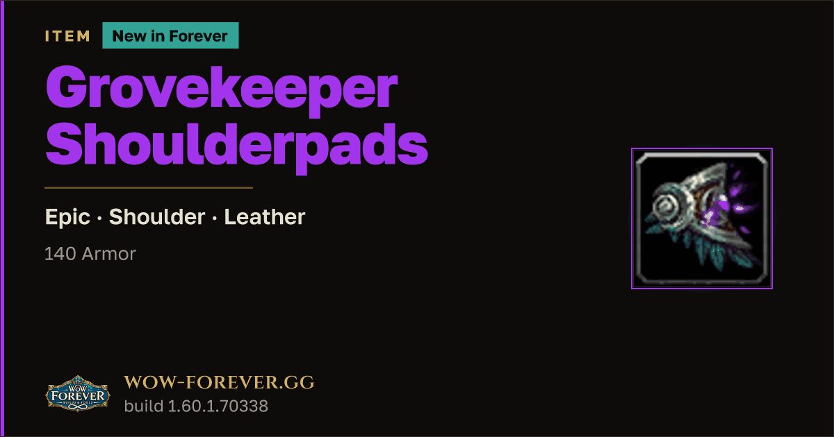 The preview card for Grovekeeper Shoulderpads