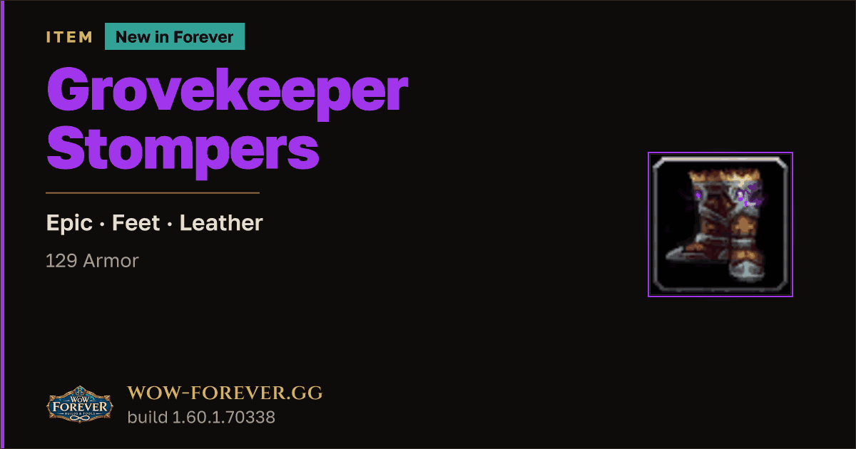 The preview card for Grovekeeper Stompers