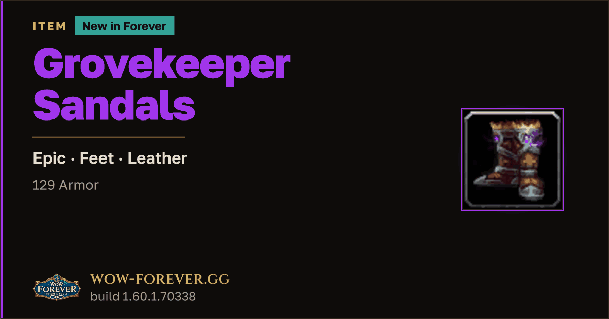 The preview card for Grovekeeper Sandals