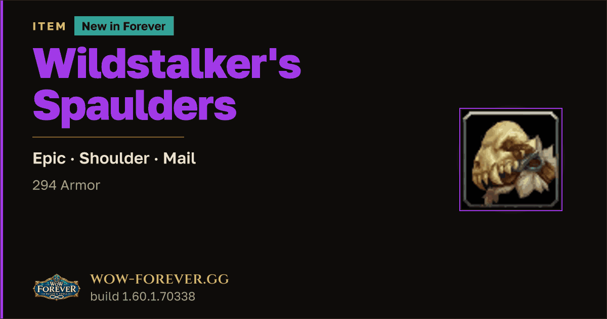 The preview card for Wildstalker's Spaulders