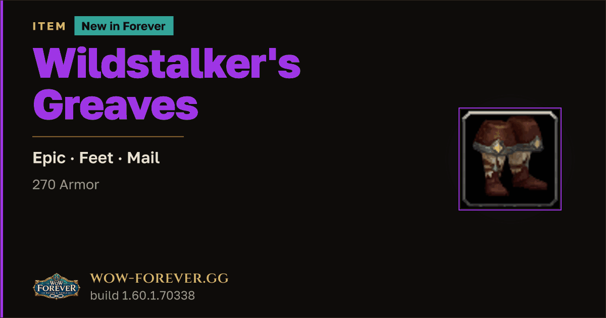 The preview card for Wildstalker's Greaves