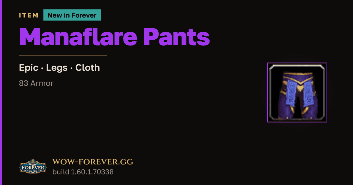 The preview card for Manaflare Pants