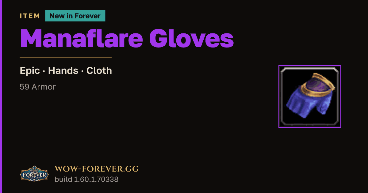 The preview card for Manaflare Gloves