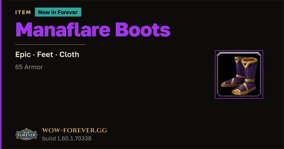 The preview card for Manaflare Boots