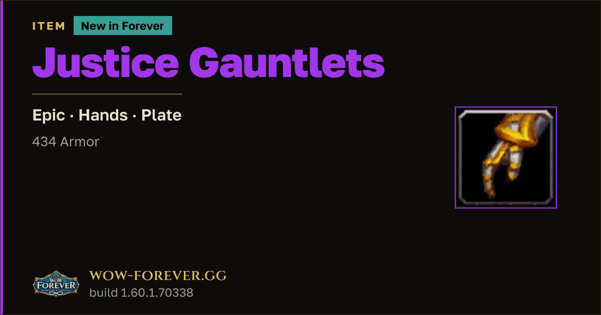 The preview card for Justice Gauntlets