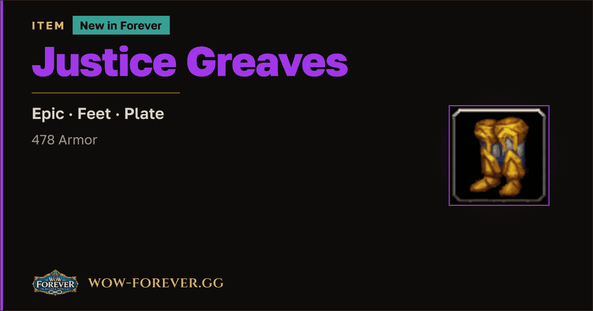 The preview card for Justice Greaves