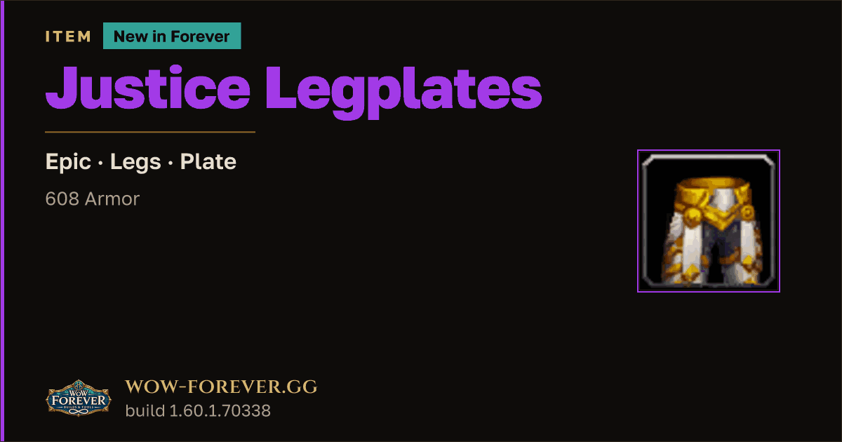 The preview card for Justice Legplates