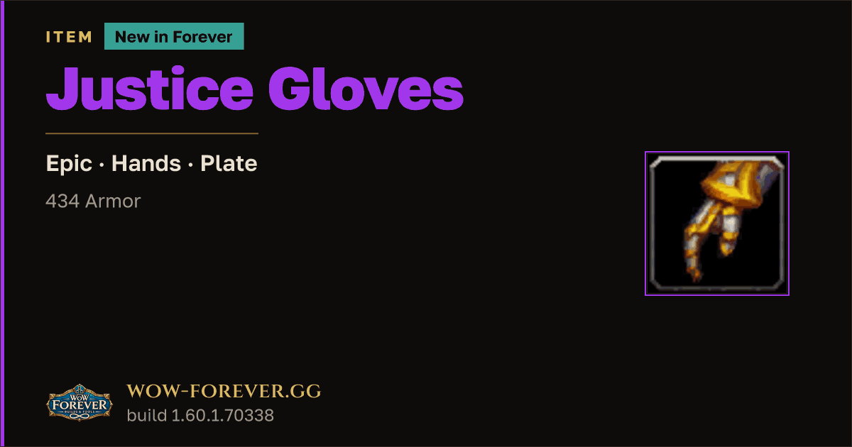 The preview card for Justice Gloves