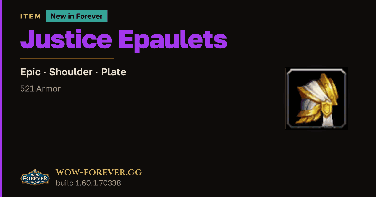 The preview card for Justice Epaulets