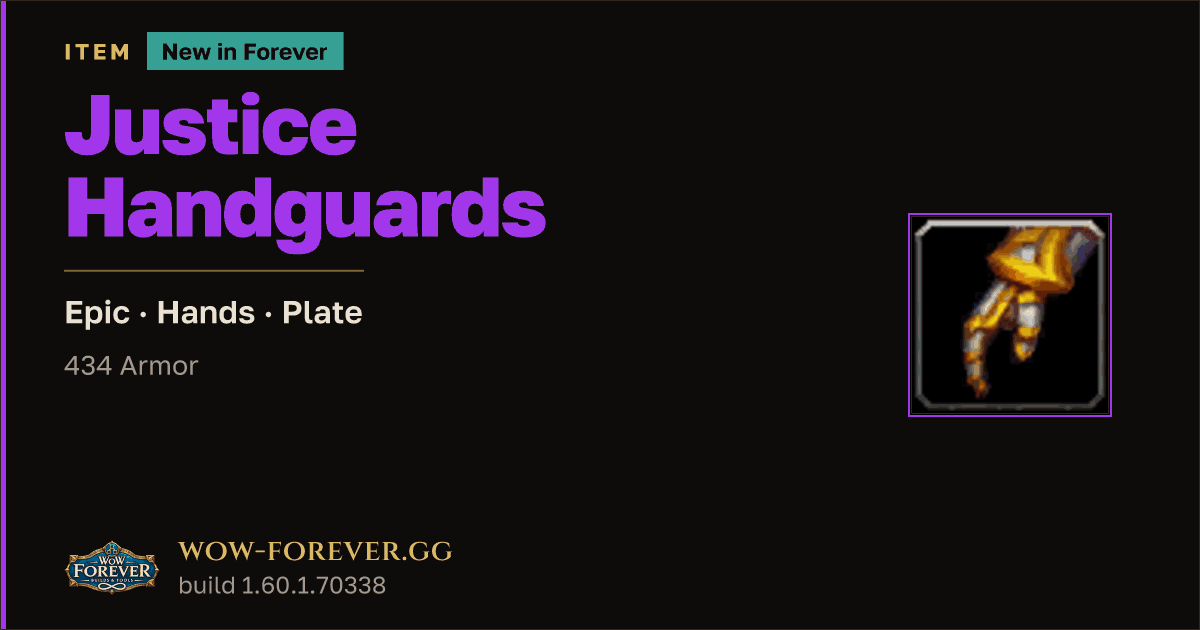 The preview card for Justice Handguards