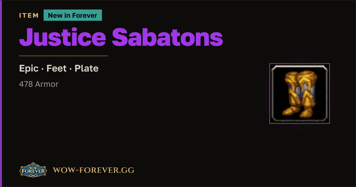 The preview card for Justice Sabatons