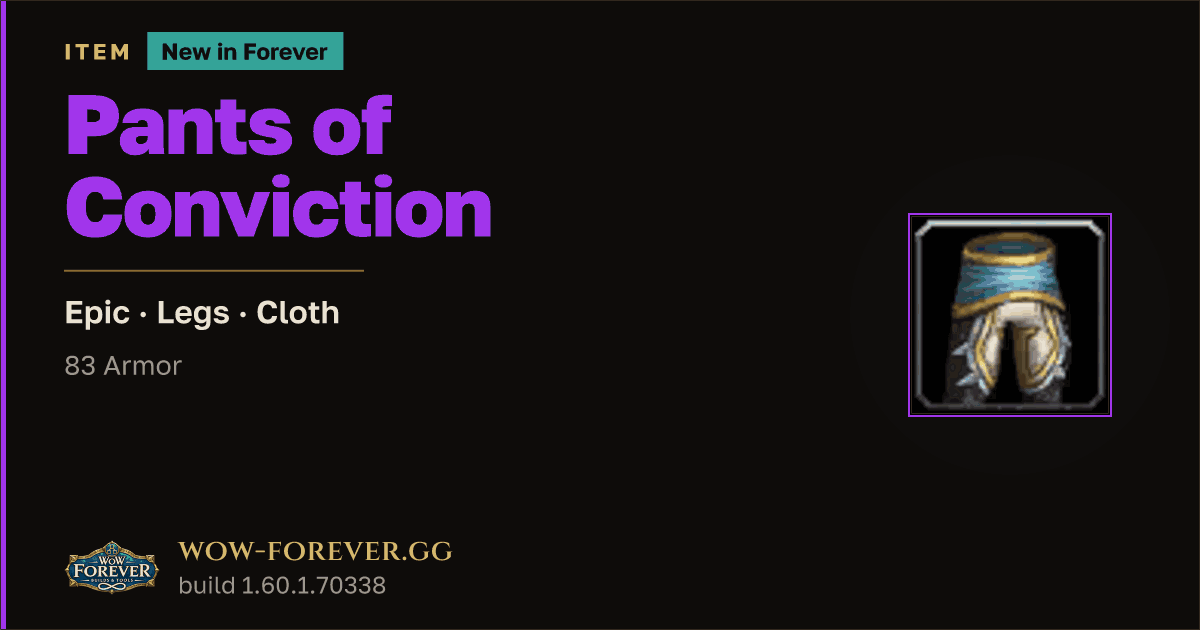 The preview card for Pants of Conviction