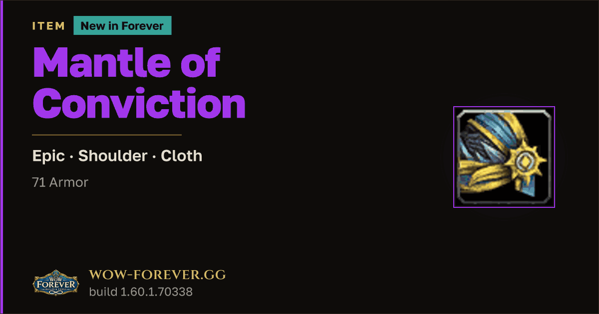 The preview card for Mantle of Conviction