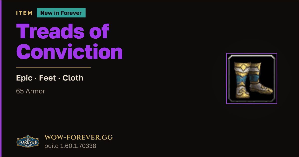 The preview card for Treads of Conviction