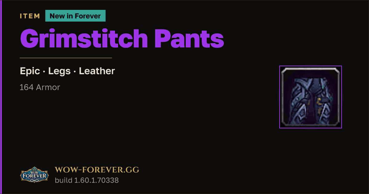 The preview card for Grimstitch Pants