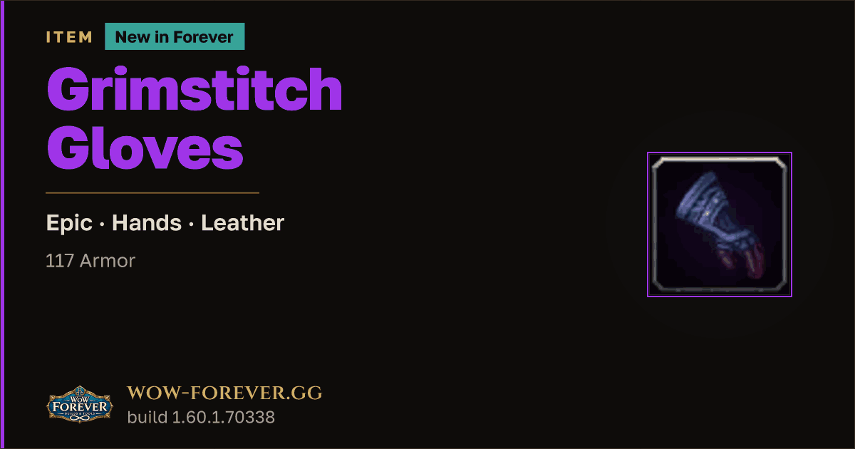 The preview card for Grimstitch Gloves