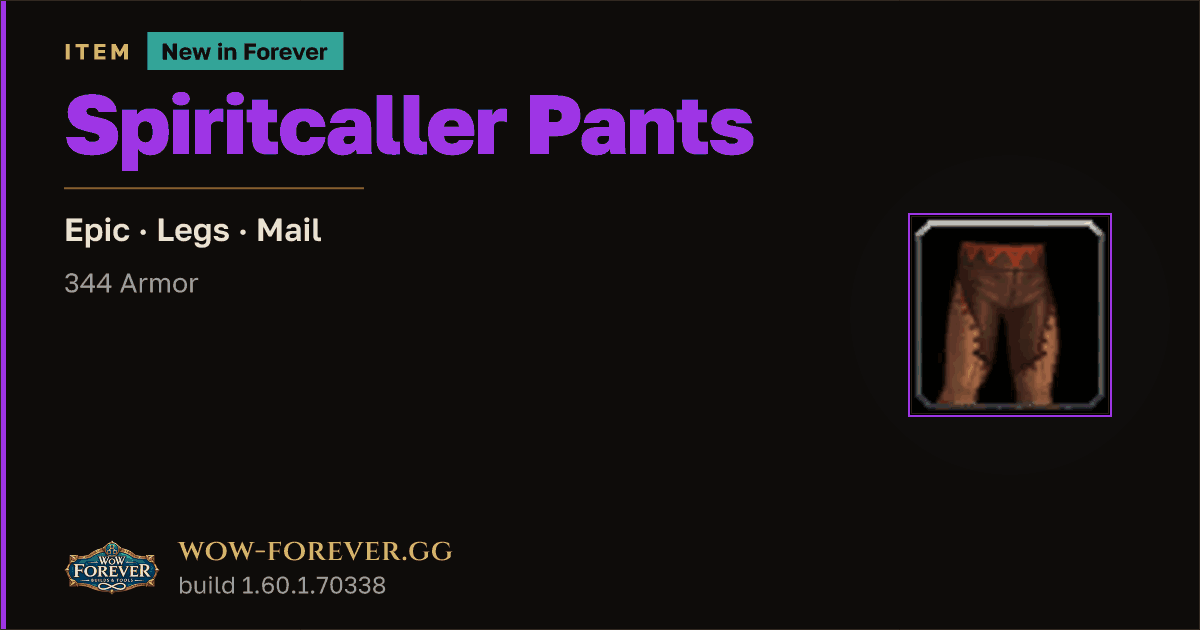 The preview card for Spiritcaller Pants