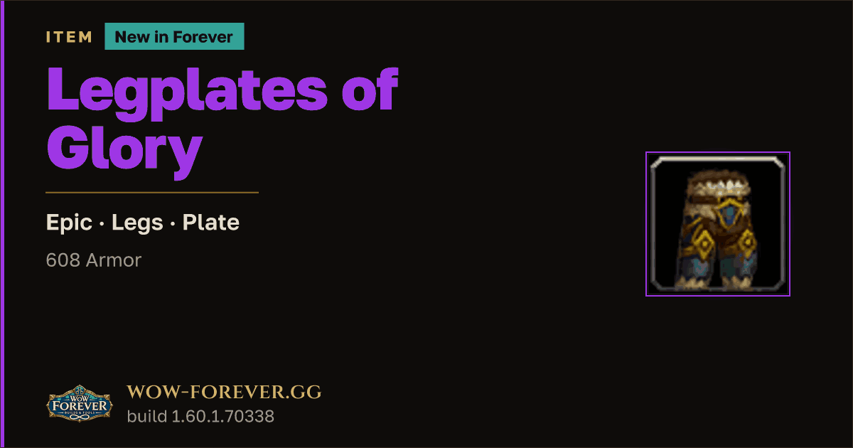 The preview card for Legplates of Glory