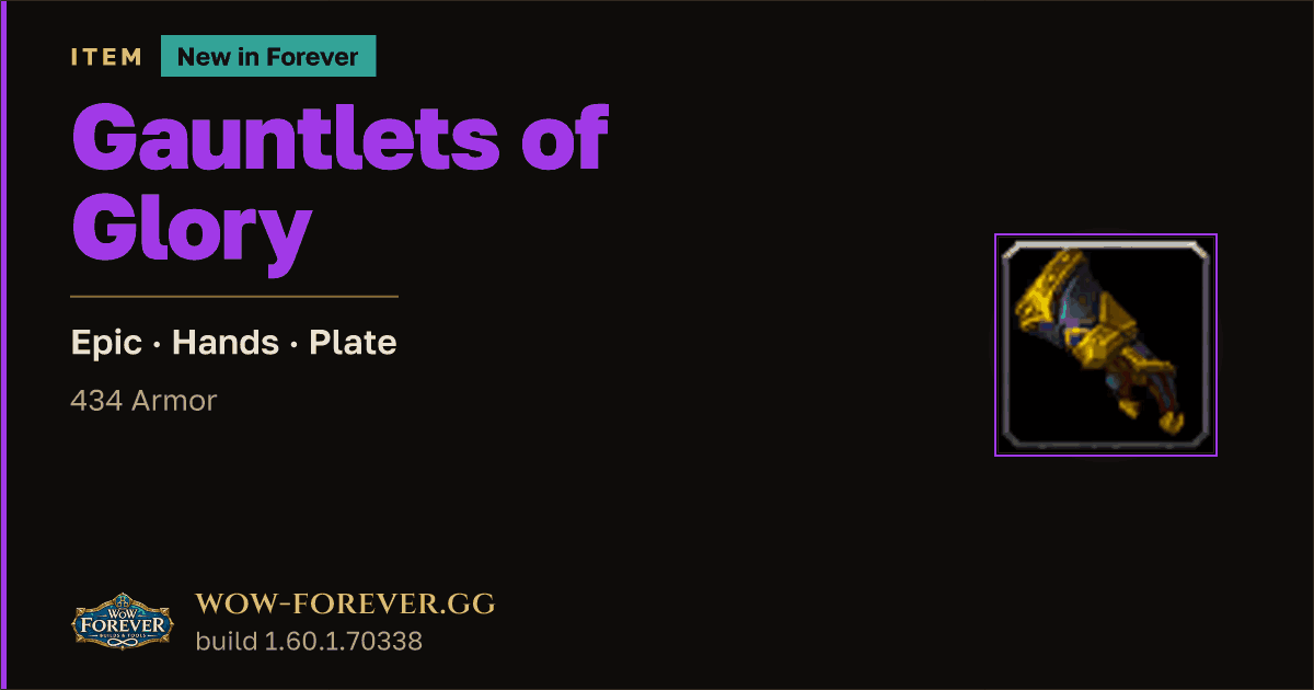 The preview card for Gauntlets of Glory