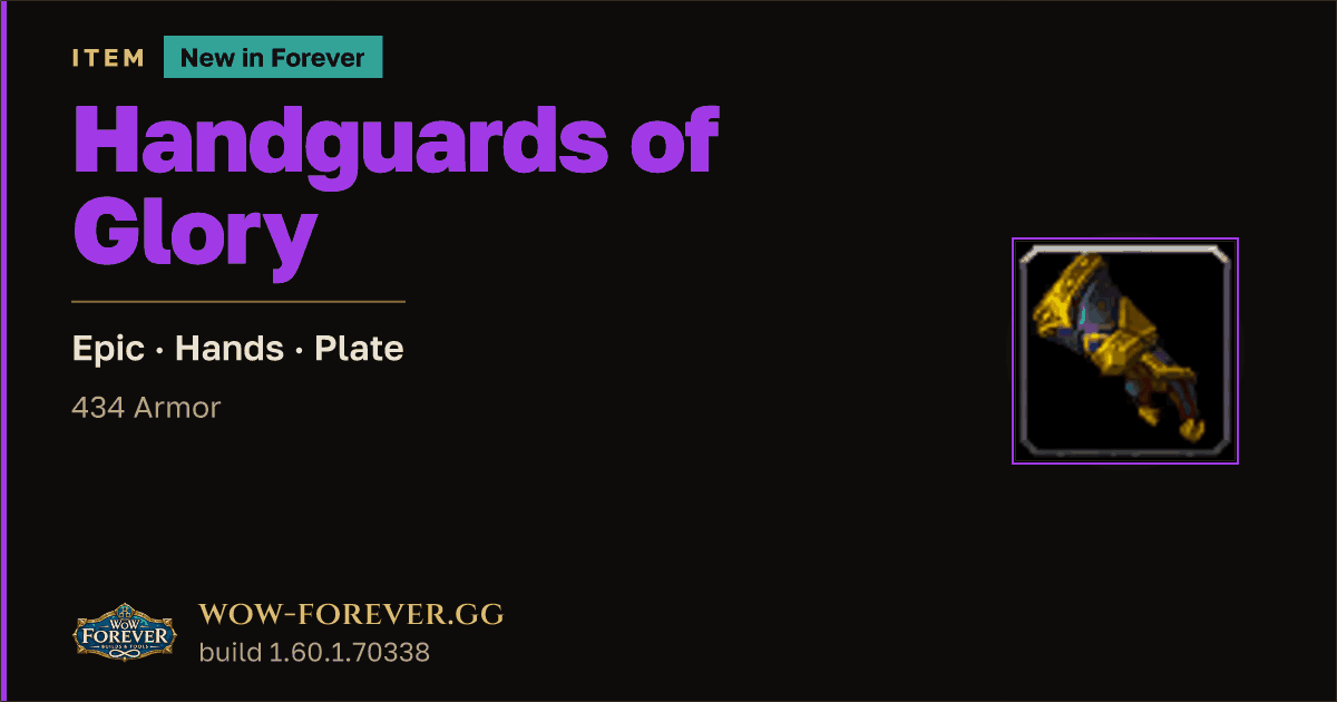The preview card for Handguards of Glory