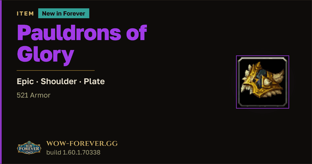 The preview card for Pauldrons of Glory