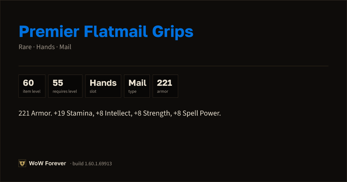 The preview card for Premier Flatmail Grips - Rare Mail Hands