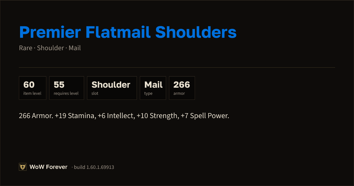 The preview card for Premier Flatmail Shoulders - Rare Mail Shoulder