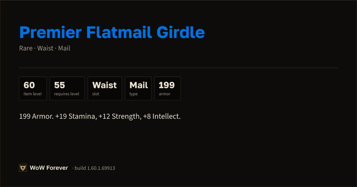 The preview card for Premier Flatmail Girdle - Rare Mail Waist