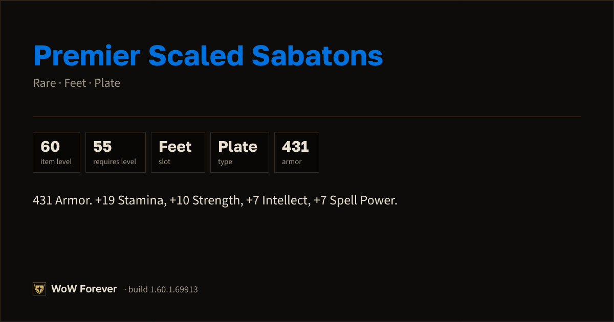 The preview card for Premier Scaled Sabatons - Rare Plate Feet