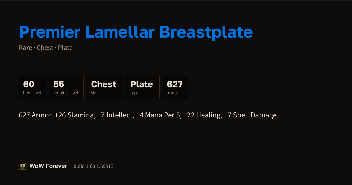 The preview card for Premier Lamellar Breastplate - Rare Plate Chest