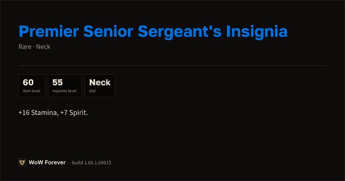The preview card for Premier Senior Sergeant's Insignia - Rare Necklace