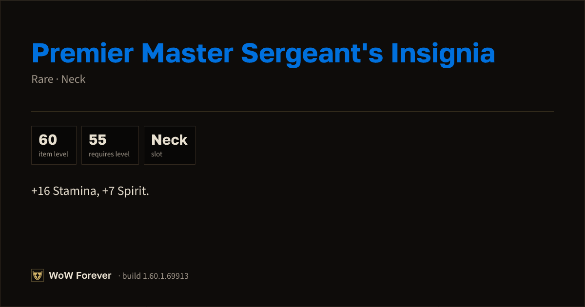 The preview card for Premier Master Sergeant's Insignia - Rare Necklace
