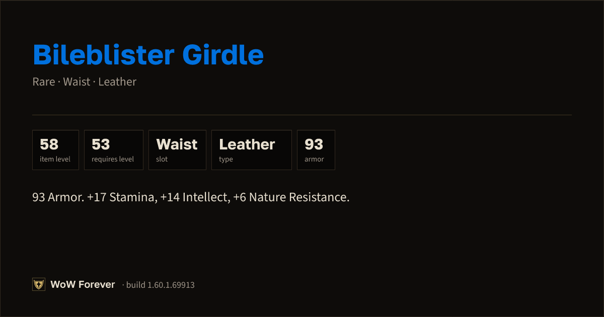 The preview card for Bileblister Girdle - Rare Leather Waist