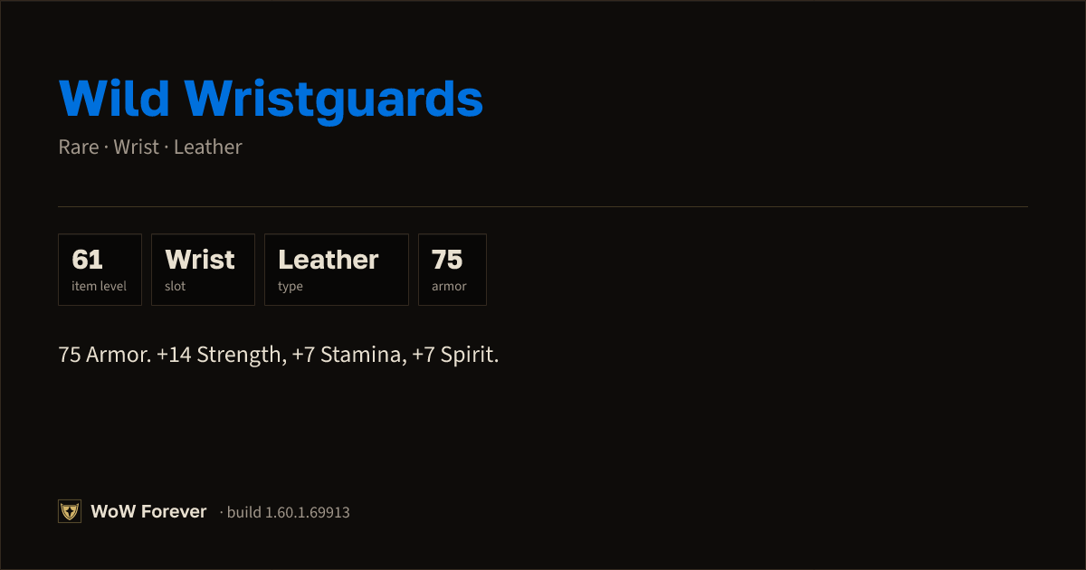 The preview card for Wild Wristguards - Rare Leather Wrist