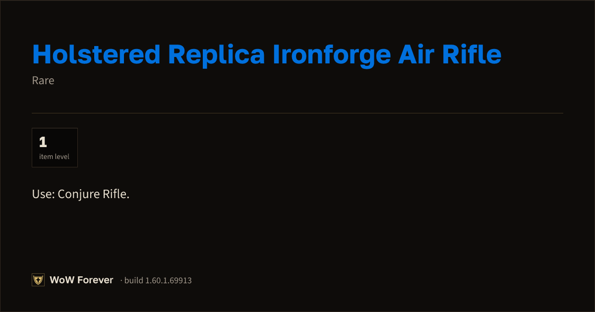 The preview card for Holstered Replica Ironforge Air Rifle - Rare Item