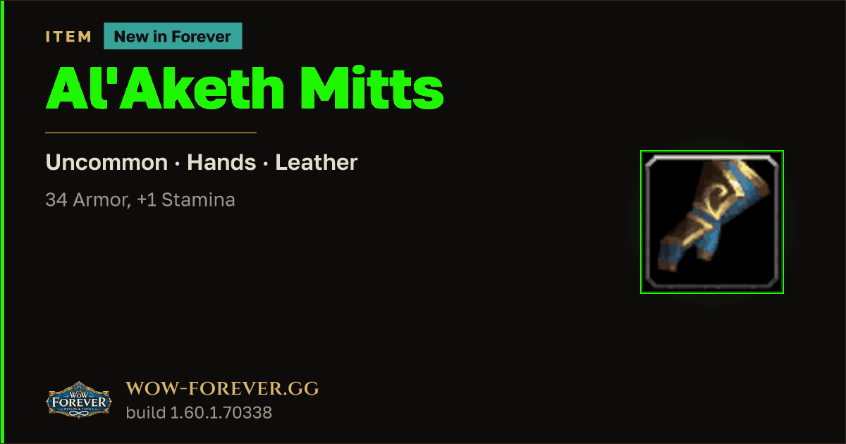The preview card for Al'Aketh Mitts