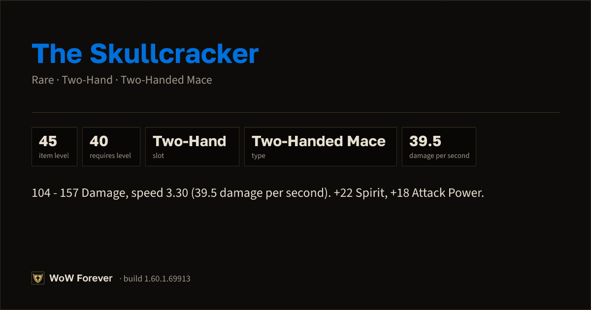 The preview card for The Skullcracker - Rare Two-Hand Mace