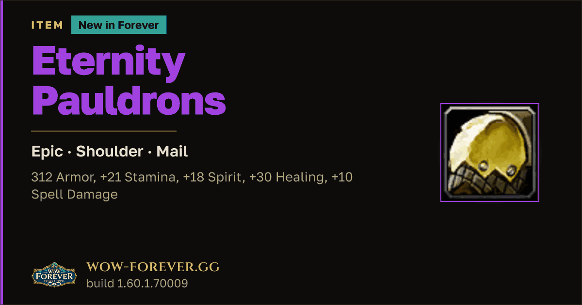 The preview card for Eternity Pauldrons - Epic Mail Shoulder