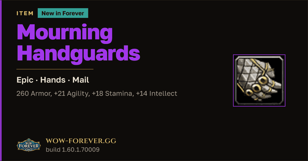 The preview card for Mourning Handguards - Epic Mail Hands