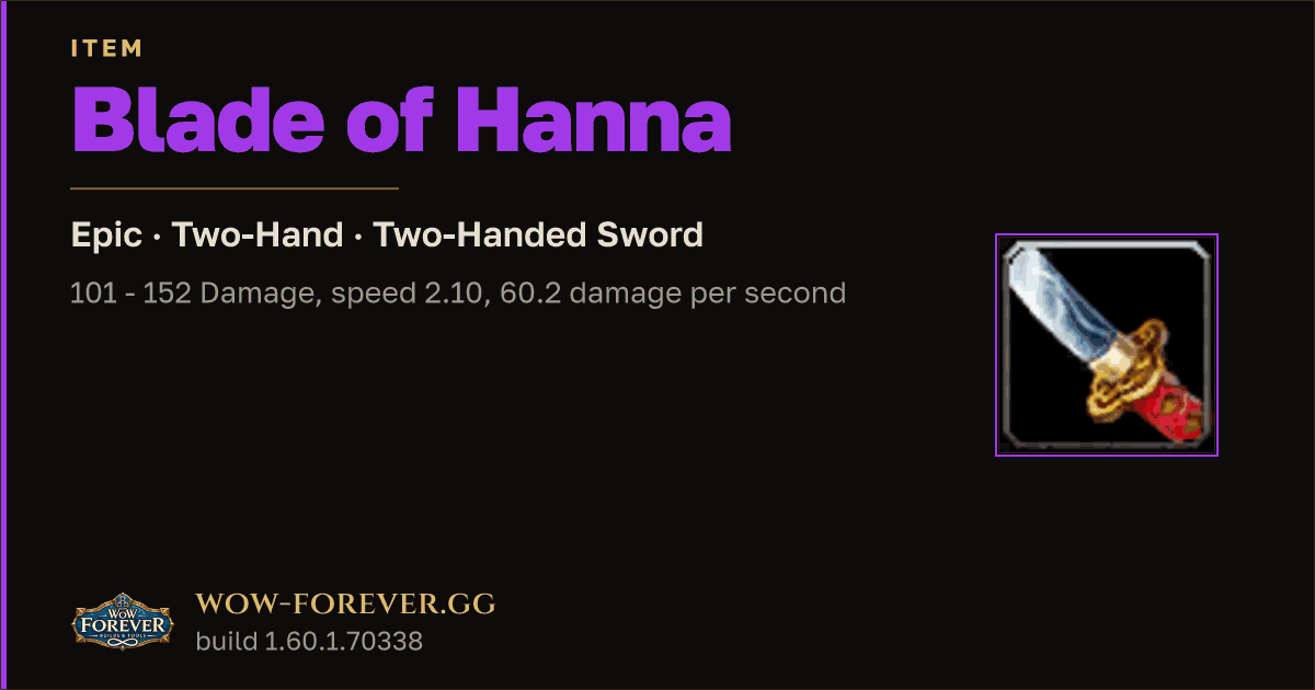 The preview card for Blade of Hanna