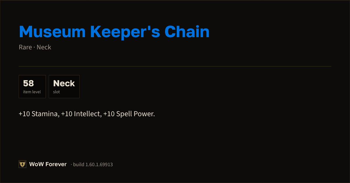 The preview card for Museum Keeper's Chain - Rare Necklace