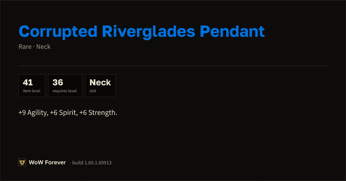 The preview card for Corrupted Riverglades Pendant - Rare Necklace