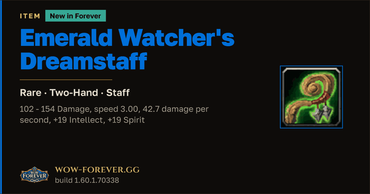 The preview card for Emerald Watcher's Dreamstaff