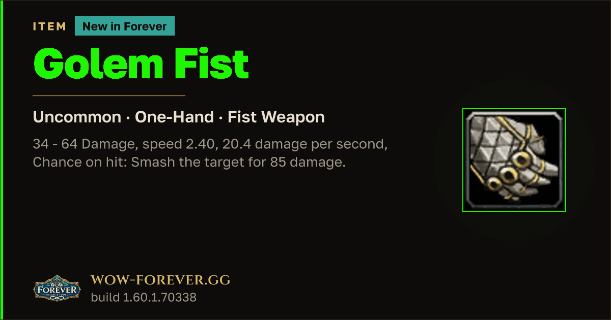The preview card for Golem Fist