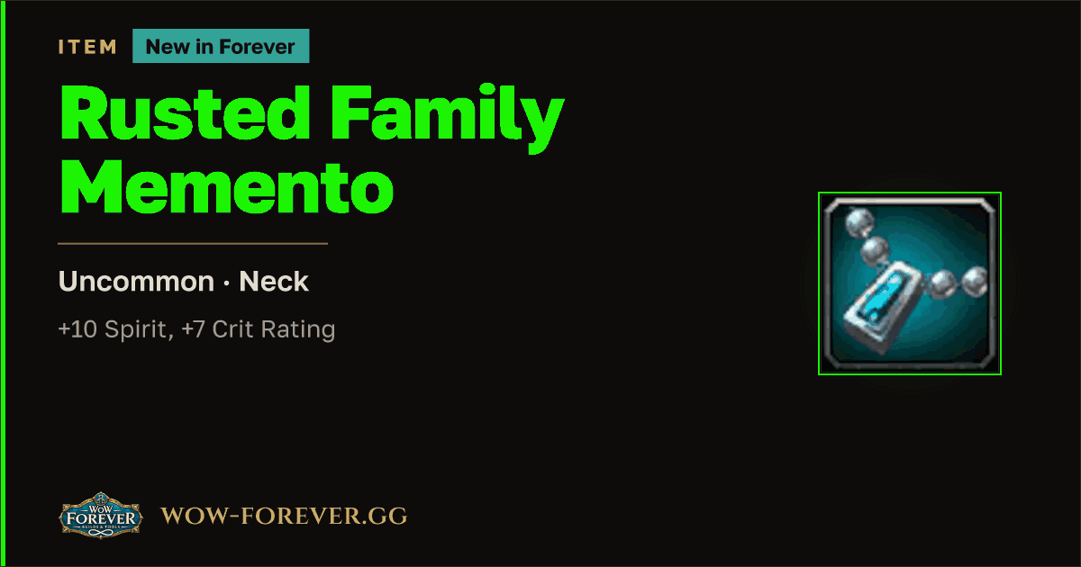 The preview card for Rusted Family Memento