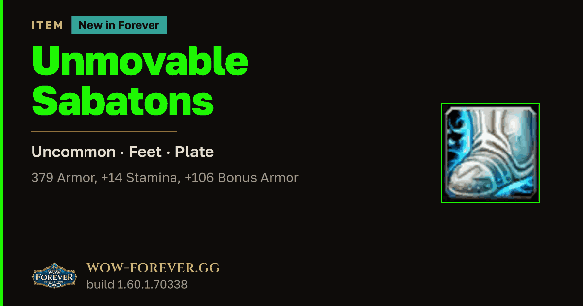 The preview card for Unmovable Sabatons