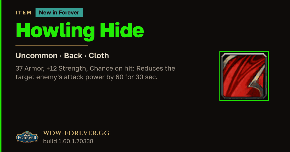 The preview card for Howling Hide