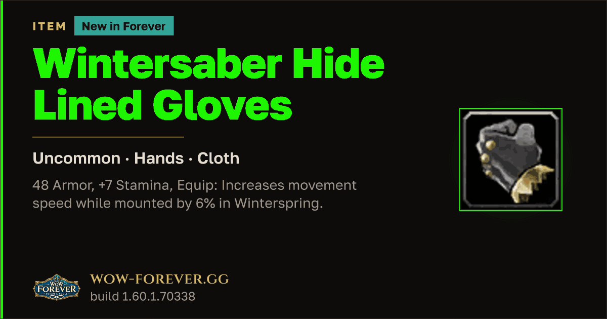 The preview card for Wintersaber Hide Lined Gloves